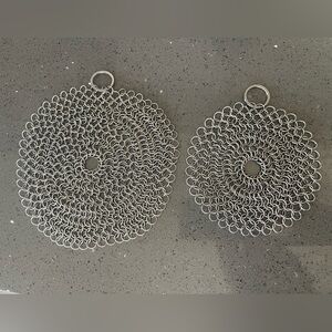 Silver Chainmail Cast Iron Scrubbers Set of 2